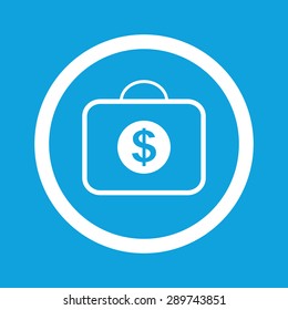 Image of briefcase with dollar symbol in circle, isolated on blue