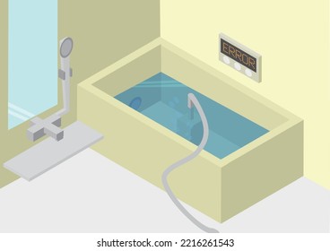 An Image Of A Broken Isometric Water Heater And A Simple Water Heater Warming The Bath Water