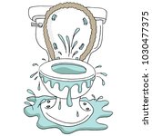 An image of a Broken Overflowing Clogged Toilet isolated on white.