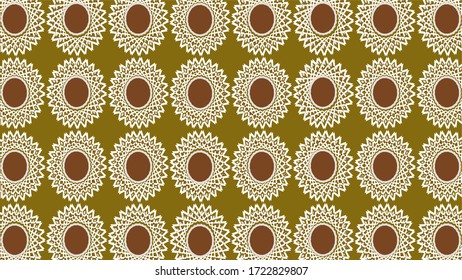 Imagen de color marrón, arte gráfico de patrones abstractos redondeados con fondo dorado.