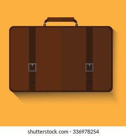 Image of brown suitcase. flat design