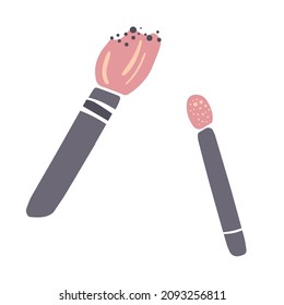 Imagen de un pincel y aplicador para la aplicación del resaltador de polvo de sombras cosméticas