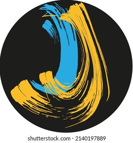 Imagen de pinceles en los colores de la bandera de Ucrania. 