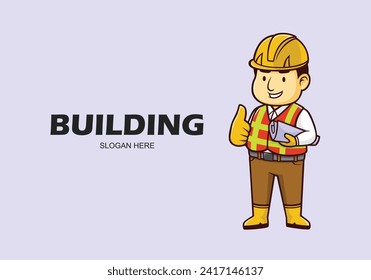

Image of a builder complete with uniform carrying a design in his left hand and giving a thumbs up sign in his right hand on a light purple background

