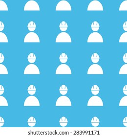 Image of builder in helmet, repeated in straight lines on blue background