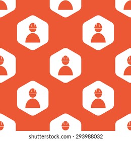 Image of builder in helmet in white hexagon, repeated on orange background