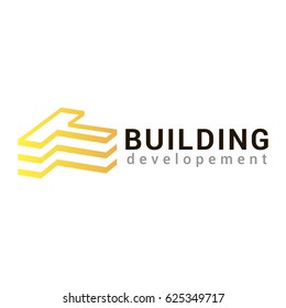 The image of the building in the form of letter T. Vector logo template for real estate or building company. Creative logotype. EPS10. Can be used for corporate identity. Icon concept. Architecture.