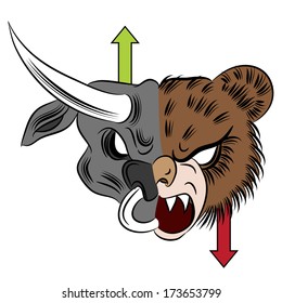 An image of a bull versus bear drawing.