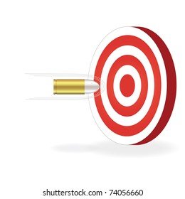 Image of a bullet about to hit a target isolated on a white background.
