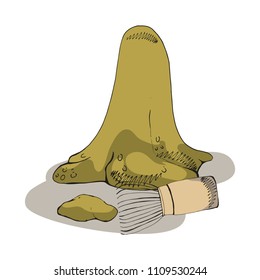 Image a bunch of tea, dried grass and spoon, shovel. Colorful hand drawn vector stock illustration.