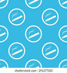 Image of burning cigarette in circle, repeated on blue background