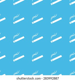 Image of burning cigarette, repeated in straight lines on blue background