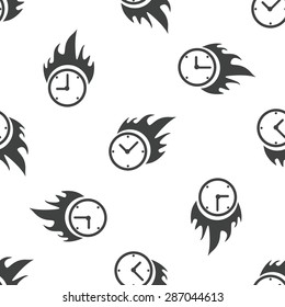 Image of burning clock, repeated on white background