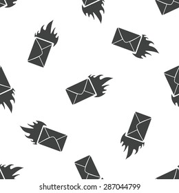 Image of burning envelope, repeated on white background