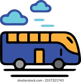 image of a bus icon for tourism in sunny weather.