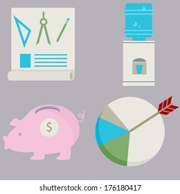 Imagen de un conjunto de iconos de tipo fijo financiero para empresas.