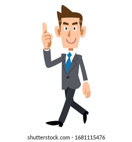 The image of a Businessman explaining while walking