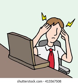 An image of a businessman with a migraine headache.