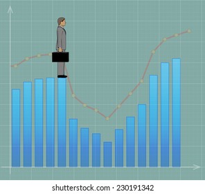 image of businessman on graph. Transparency effects used.