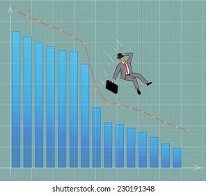 image of businessman on graph. Transparency and blend effects used.