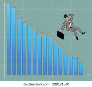 image of businessman on graph. Transparency and blend effects used.
