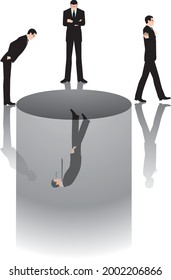 Image of a businessman watching a falling colleague