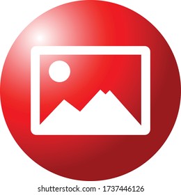 Image button icon web symbol for web computer and mobile with shining red round