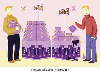 Image of the buyer and display of goods for your articles