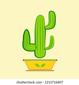The image of a cactus in a beautiful and bright pot.