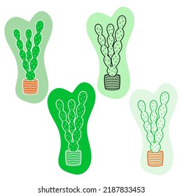Image of a cactus. a collection of icons in a flat style. Line Art