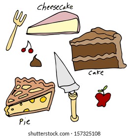 An image of cake and pie desserts.