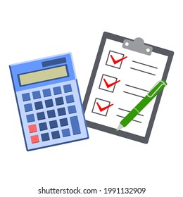 The image of a Calculator and check sheet