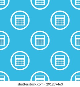 Image of calculator in circle, repeated on blue background
