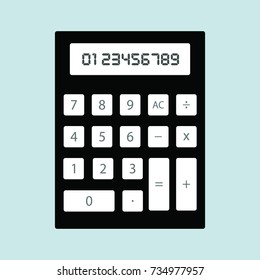An image of a calculator displaying numbers in vector format.