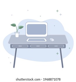 Image of calm home office with a computer