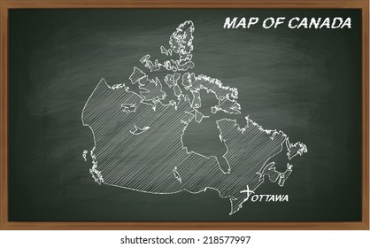 image of Canada on blackboard. Transparency effects used.  