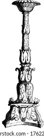 It is an image of a candelabrum is a stand or support on which the ancients placed their lamps. Candelabra were made in a variety of shapes and with much taste and elegance, vintage line drawing