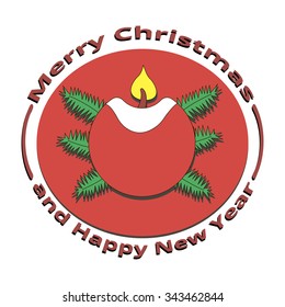 image candle with fire on Christmas and New Year, on a white background