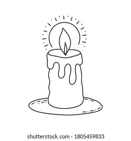 Image of a candle. Mystical vector illustration for Halloween. Beautiful icon in the style of cartoon for the autumn holiday Halloween.