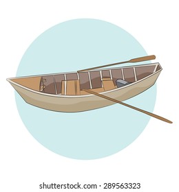 An image of a canoe with paddles.