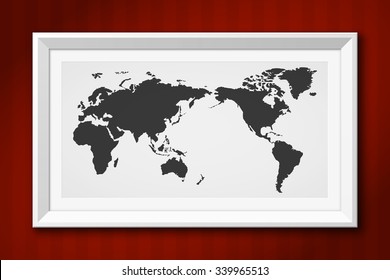 Image of a canvas vector flat world map with a colorful blue background.