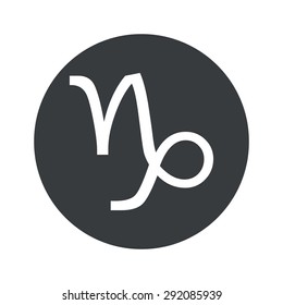Image of Capricorn zodiac symbol in black circle, isolated on white