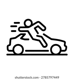 The image captures a person running alongside a speeding car, conveying a sense of dynamic motion and energy. The silhouette of the person and car against a plain background emphasizes the action and movement, evoking feelings of excitement and freedom. This image can be used to represent a carefree and adventurous lifestyle, or to illustrate the concept of speed and motion.
