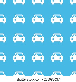 Image of car with driver, repeated in straight lines on blue background