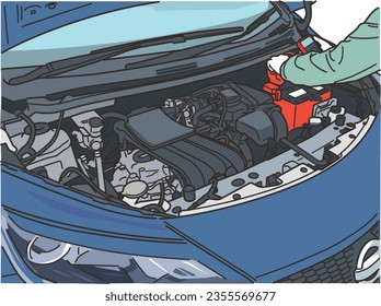 Image of car engine room inspection work
