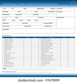 An Image Of A Cardiology Center Patient Procedure Chart.