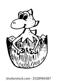 
image of a cartoon dragon, black outline on a white background, vector