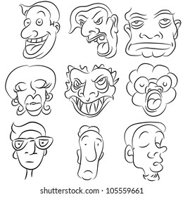 An image of a cartoon face set.