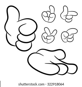 Image of cartoon human hand gesture set. Vector illustration isolated on white background.