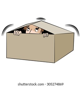 An Image Of A Cartoon Man Hiding In A Box.